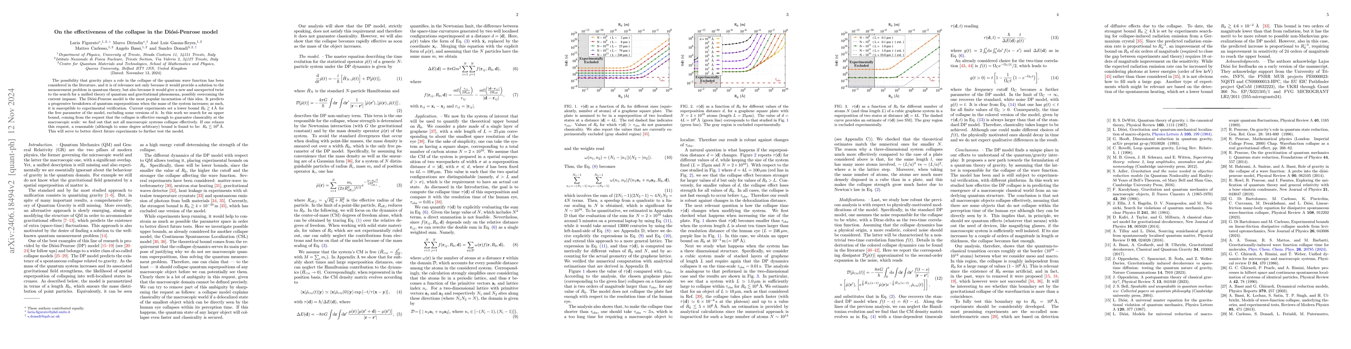 Thumbnail for On the effectiveness of the collapse in the Di\'osi-Penrose model