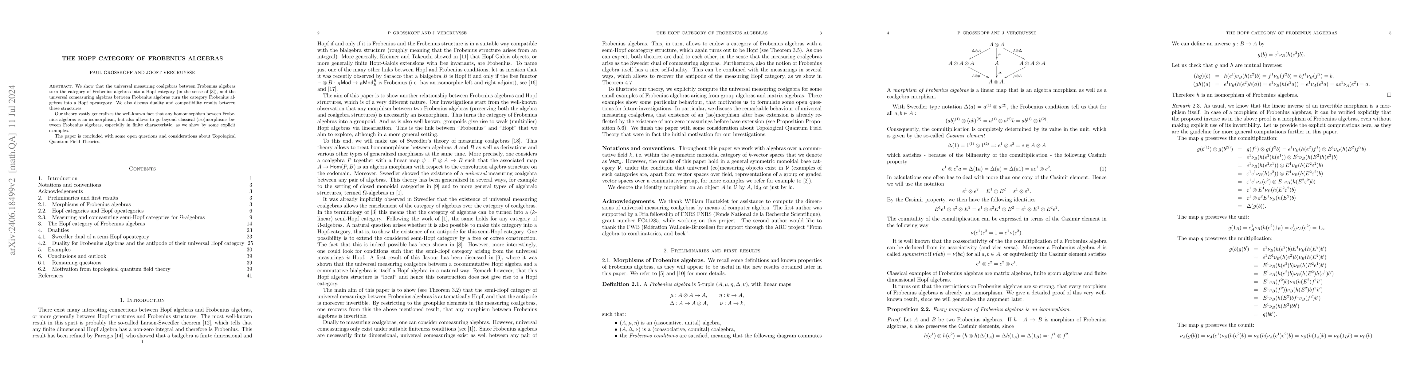 Thumbnail for The Hopf category of Frobenius algebras