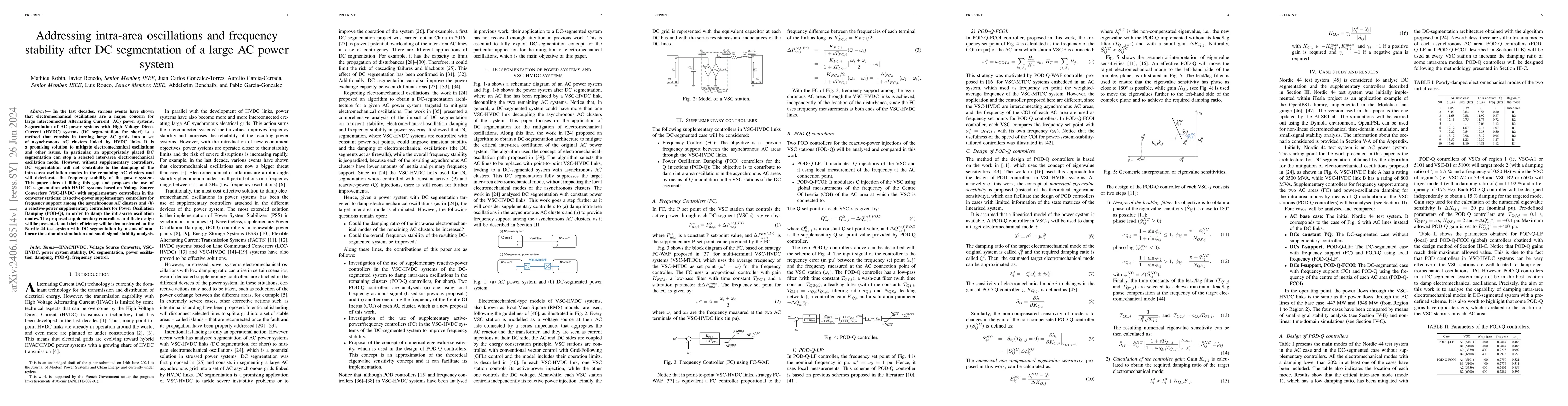 Thumbnail for Addressing intra-area oscillations and frequency stability after DC
  segmentation of a large AC power system