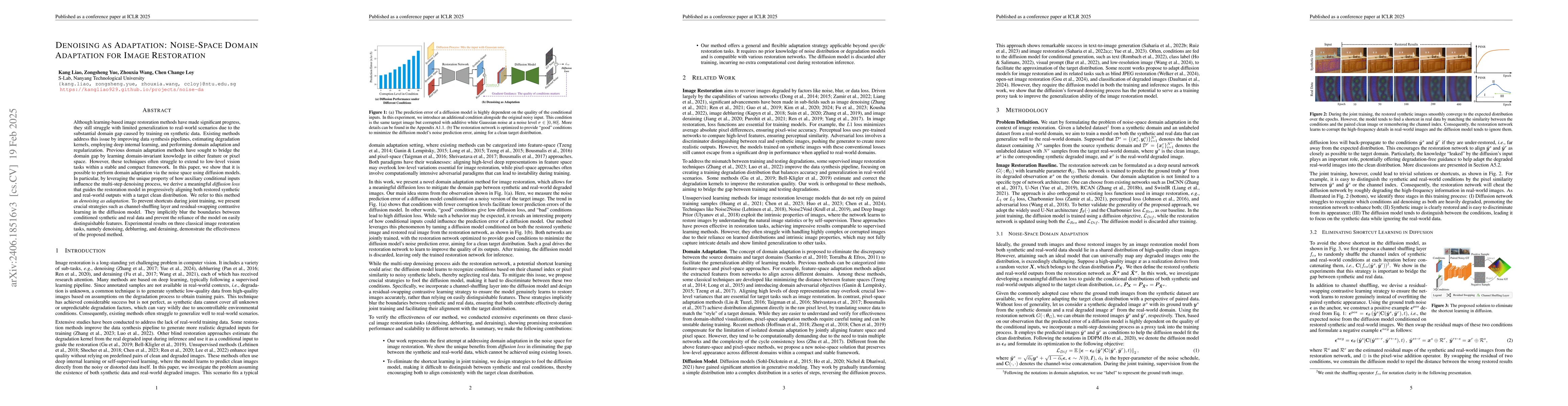 Thumbnail for Denoising as Adaptation: Noise-Space Domain Adaptation for Image
  Restoration