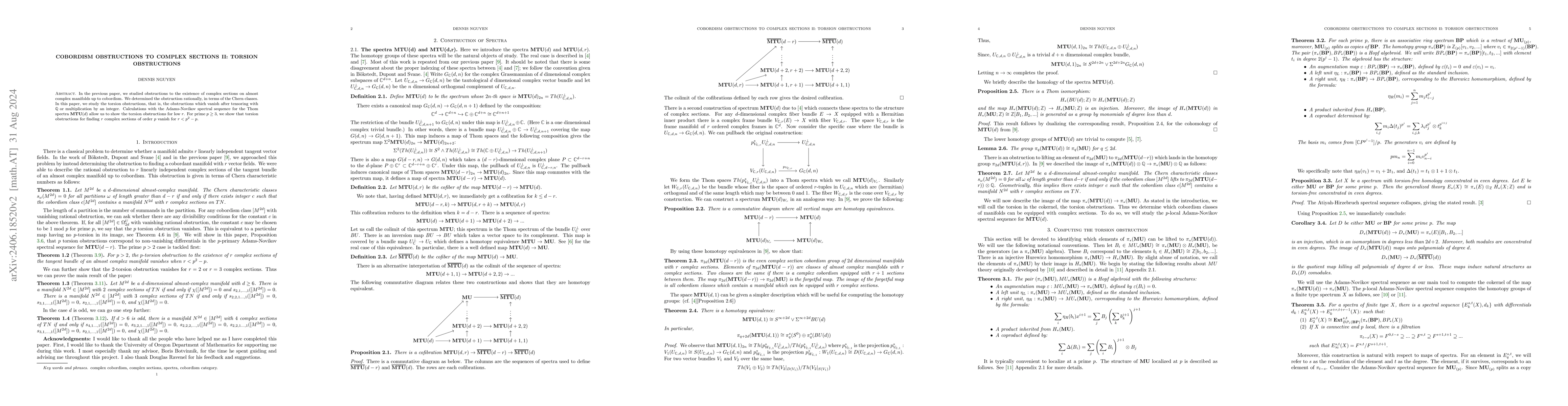 Thumbnail for Cobordism Obstructions to Complex Sections II: Torsion Obstructions
