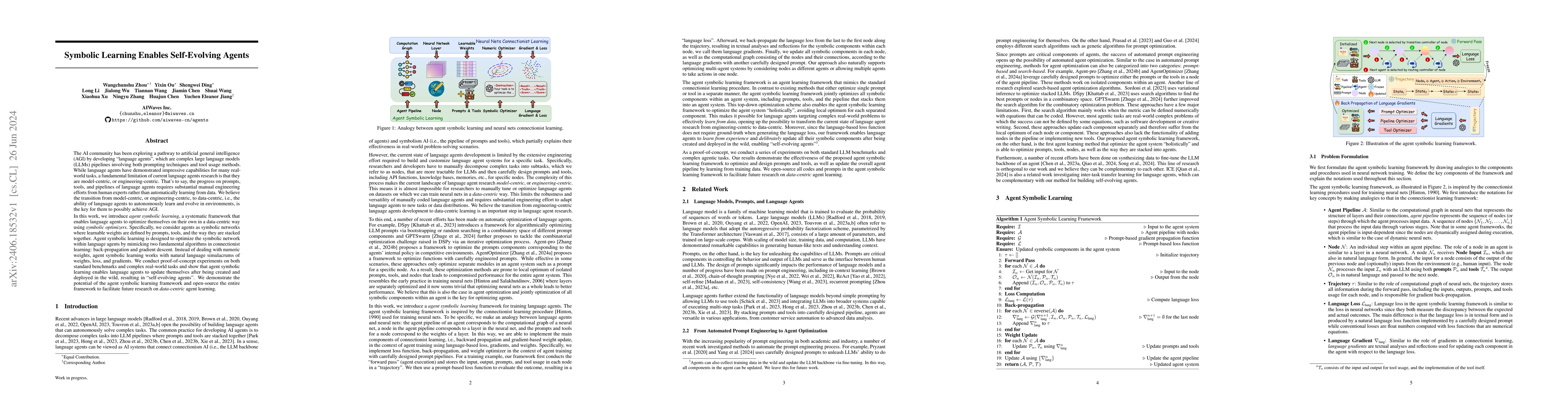 Thumbnail for Symbolic Learning Enables Self-Evolving Agents