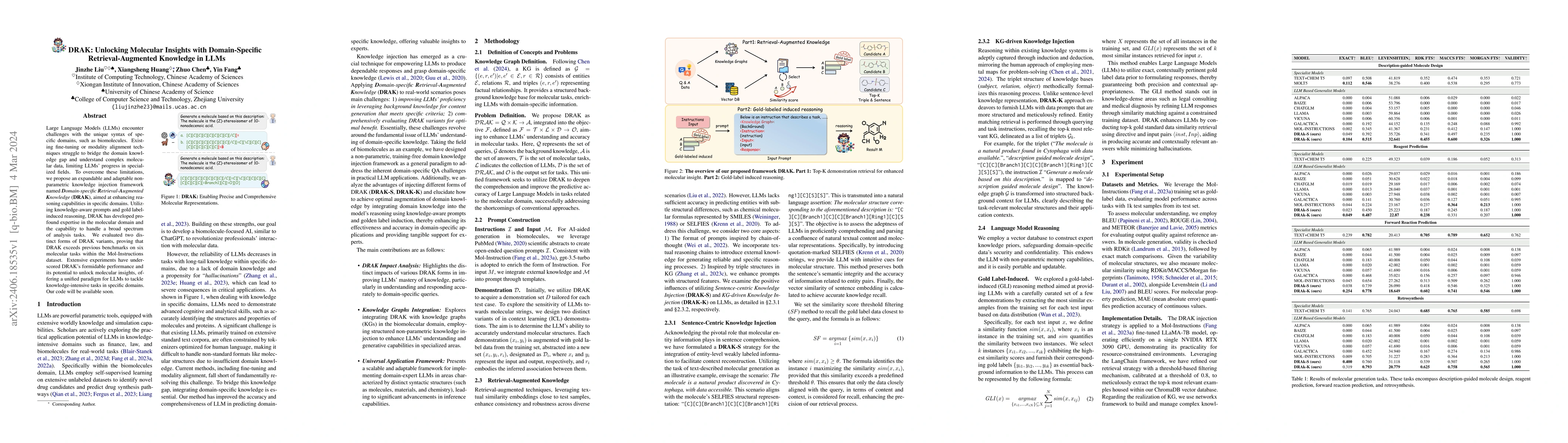 Thumbnail for DRAK: Unlocking Molecular Insights with Domain-Specific
  Retrieval-Augmented Knowledge in LLMs