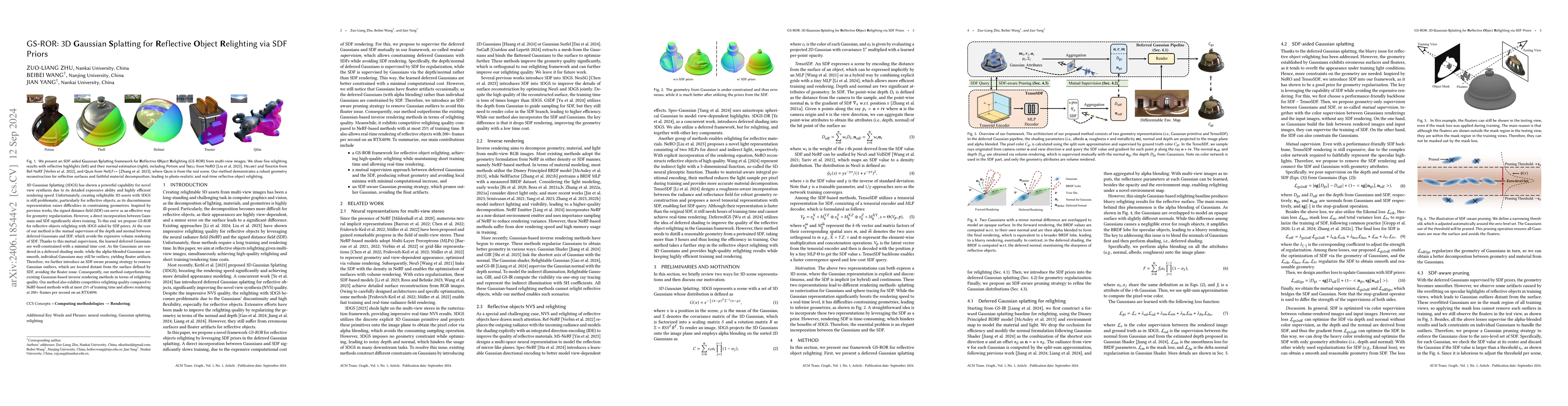 Thumbnail for GS-ROR: 3D Gaussian Splatting for Reflective Object Relighting via SDF
  Priors