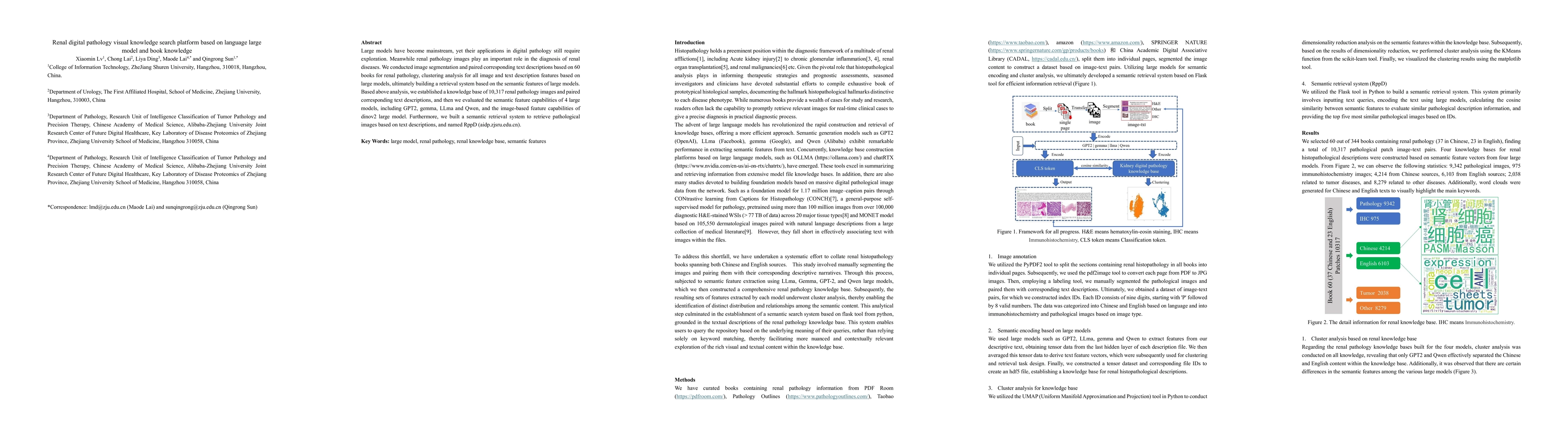 Thumbnail for Renal digital pathology visual knowledge search platform based on
  language large model and book knowledge