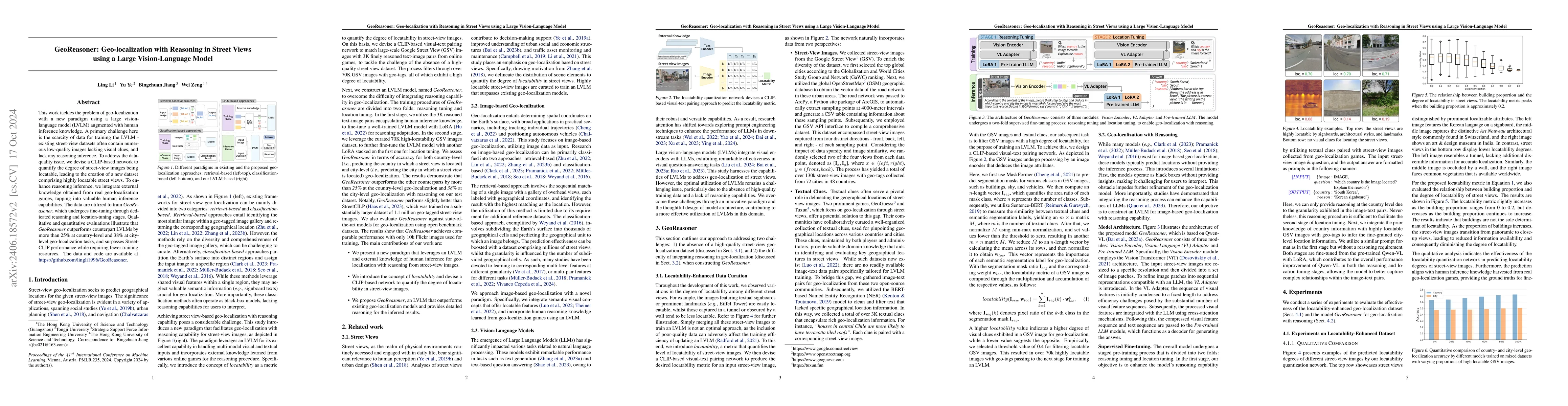 Thumbnail for GeoReasoner: Geo-localization with Reasoning in Street Views using a
  Large Vision-Language Model