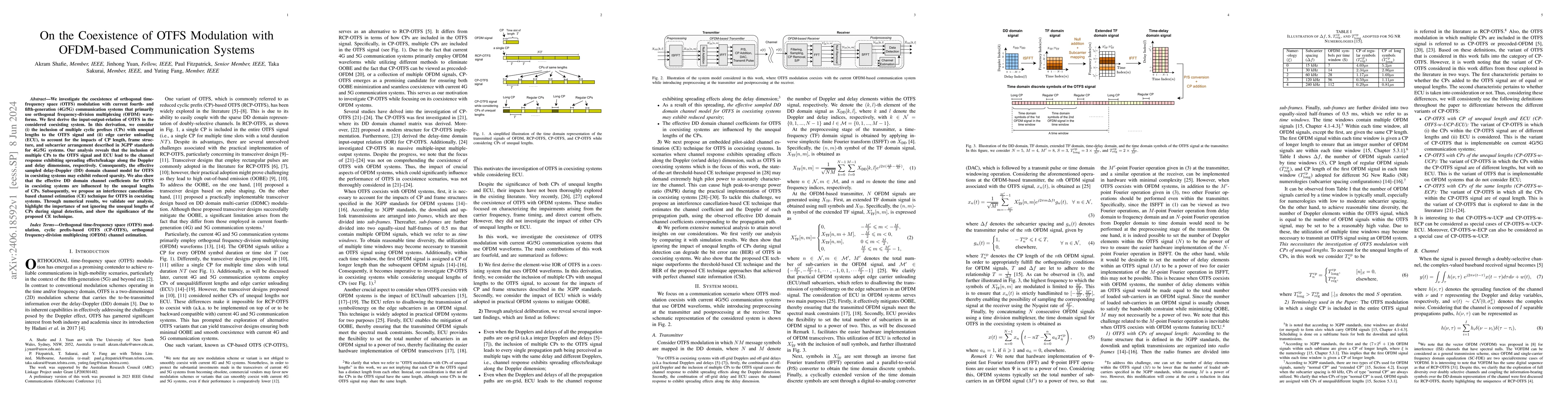 Thumbnail for On the Coexistence of OTFS Modulation with OFDM-based Communication
  Systems