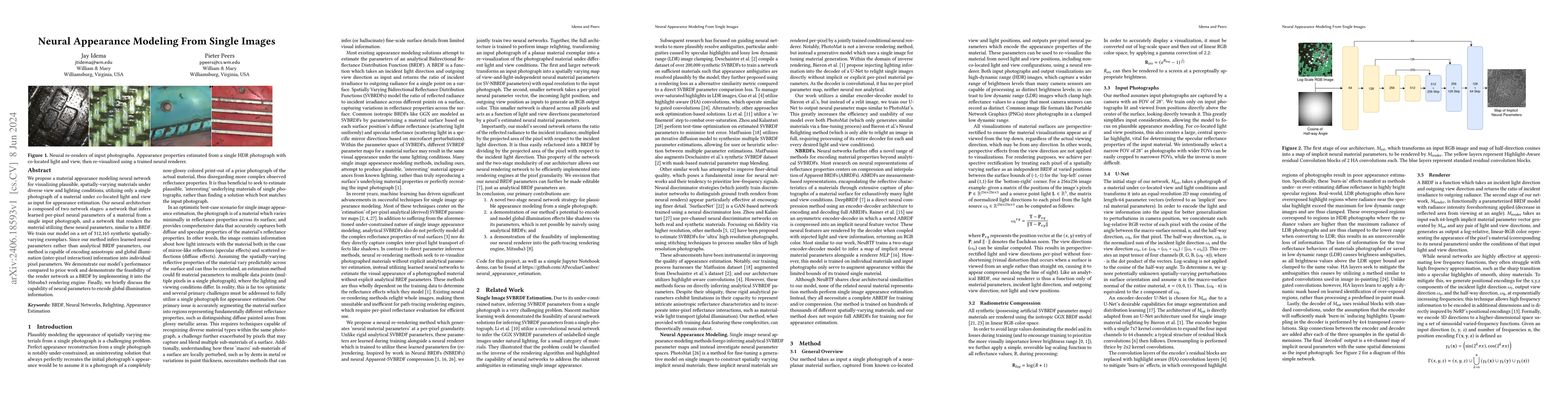 Thumbnail for Neural Appearance Modeling From Single Images
