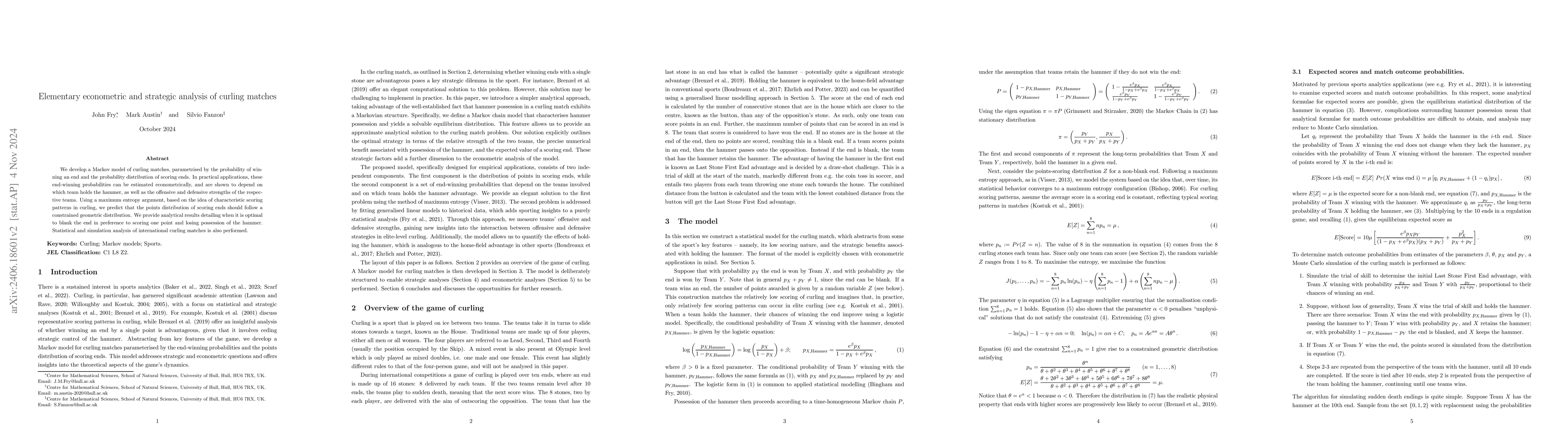 Thumbnail for Heavy tails and negative correlation in a binomial model for sports
  matches: applications to curling
