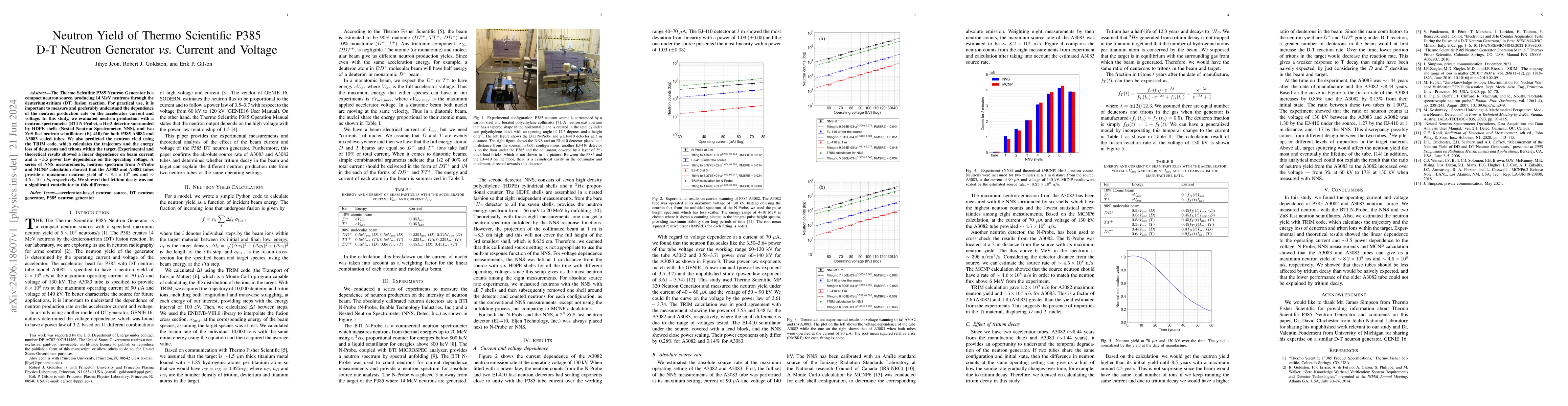 Thumbnail for Neutron Yield of Thermo Scientific P385 D-T Neutron Generator vs.
  Current and Voltage