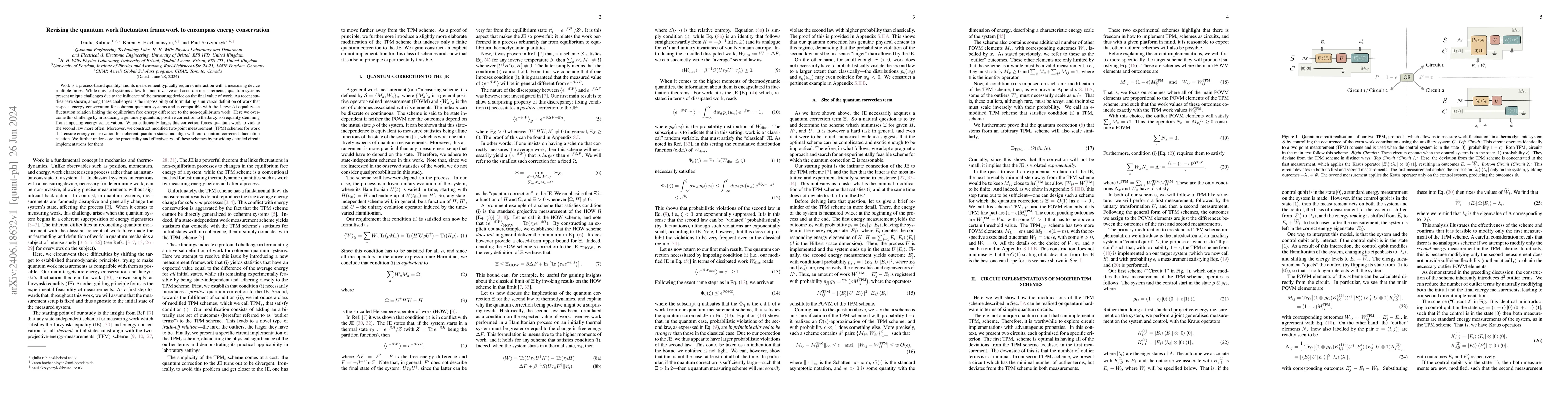 Thumbnail for Revising the quantum work fluctuation framework to encompass energy
  conservation