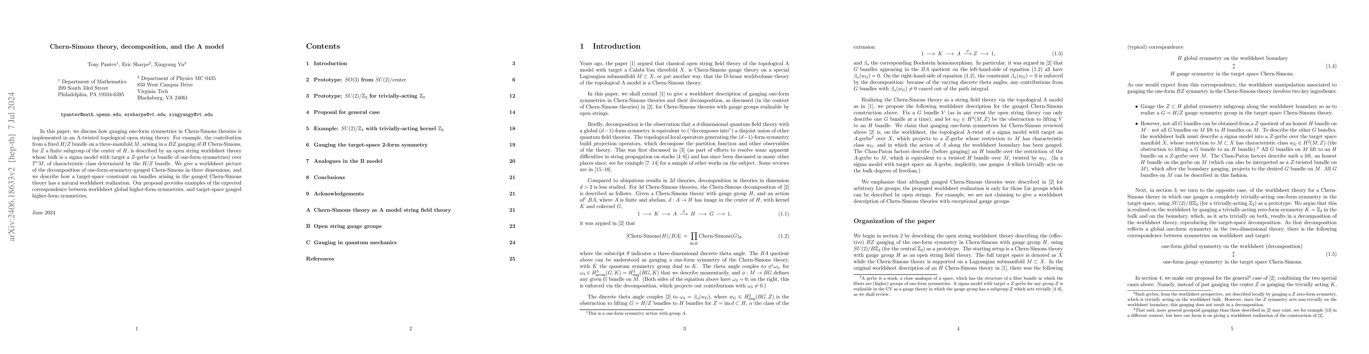 Thumbnail for Chern-Simons theory, decomposition, and the A model
