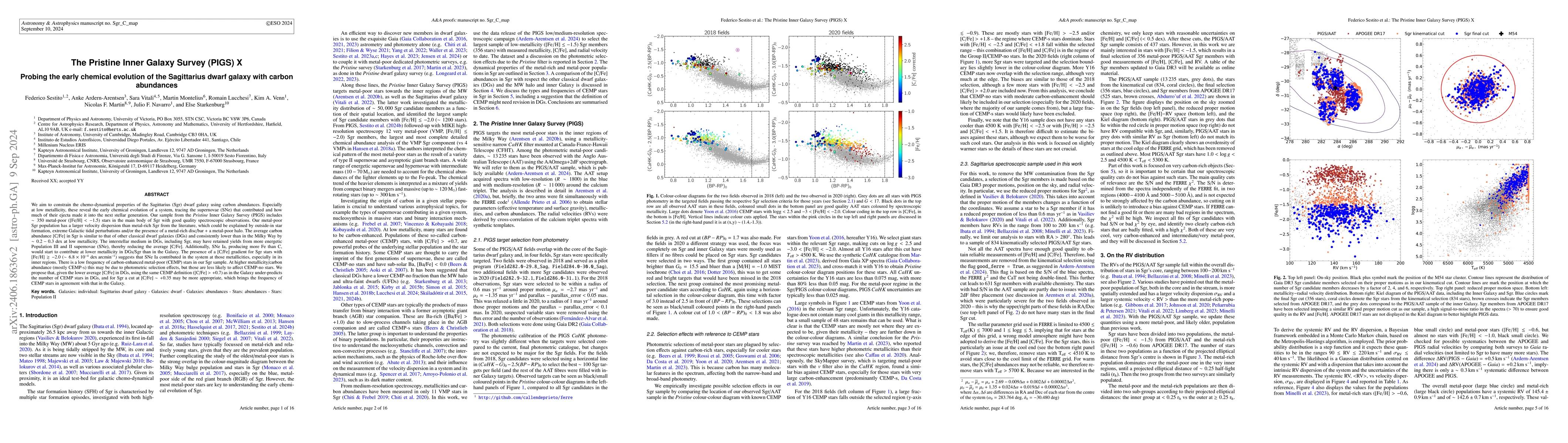Thumbnail for The Pristine Inner Galaxy Survey (PIGS) X. Probing the early chemical
  evolution of the Sagittarius dwarf galaxy with carbon abundances