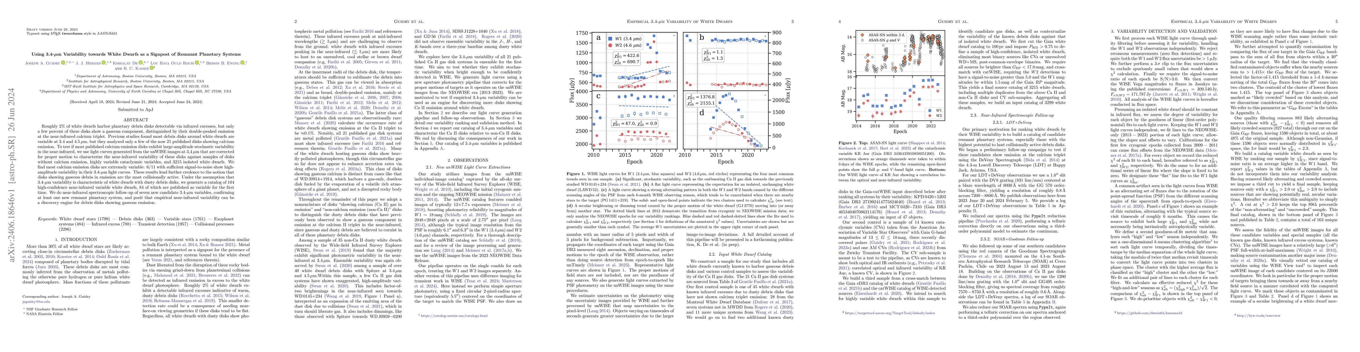 Thumbnail for Using 3.4-$\mu$m Variability towards White Dwarfs as a Signpost of
  Remnant Planetary Systems