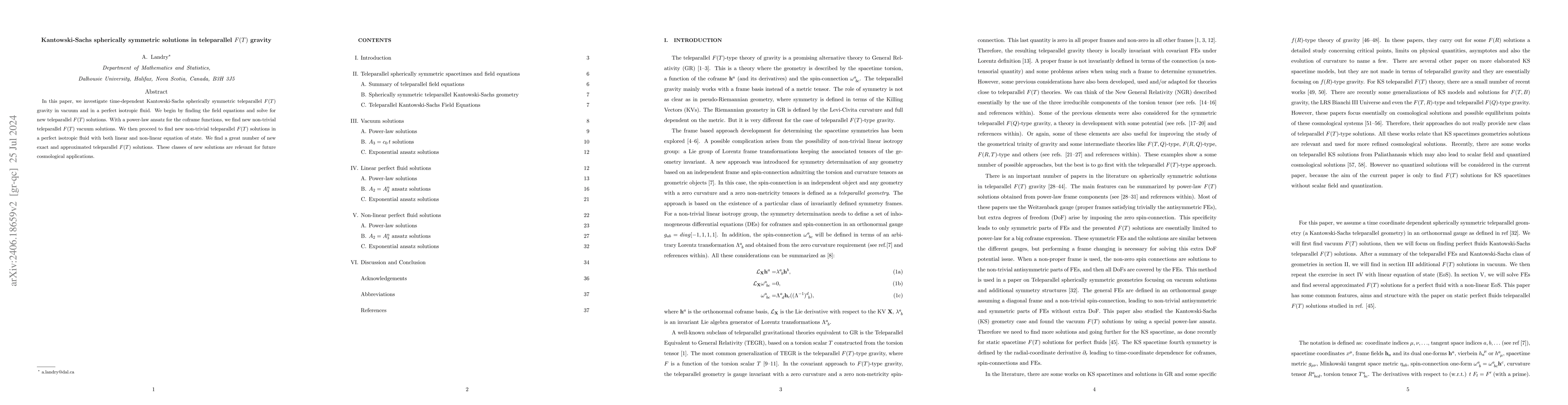 Thumbnail for Kantowski-Sachs spherically symmetric solutions in teleparallel $F(T)$
  gravity