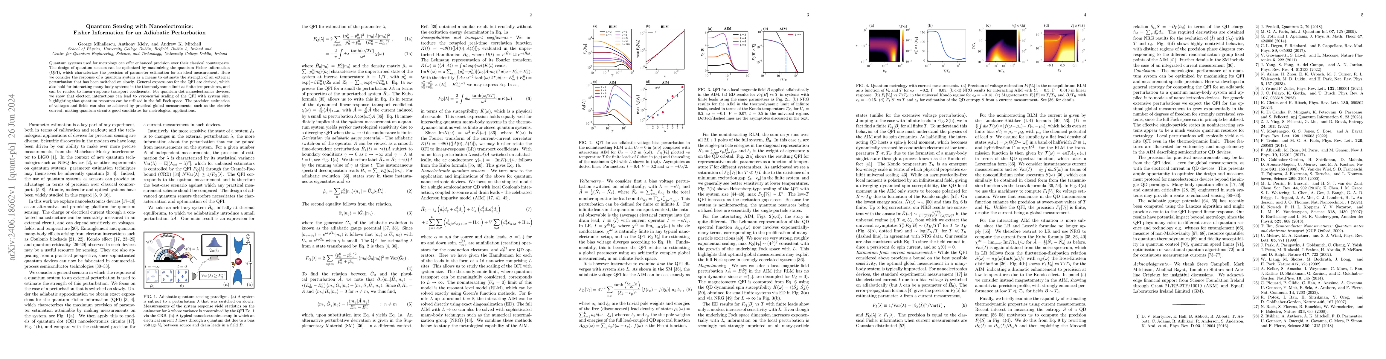 Thumbnail for Quantum Sensing with Nanoelectronics: Fisher Information for an
  Adiabatic Perturbation