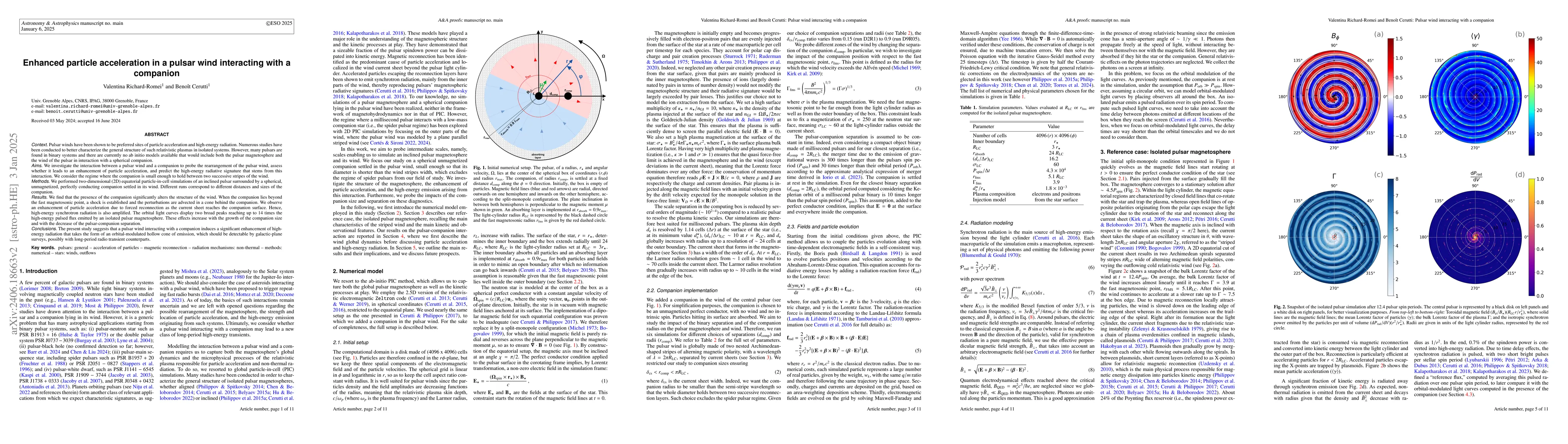 Thumbnail for Enhanced particle acceleration in a pulsar wind interacting with a
  companion
