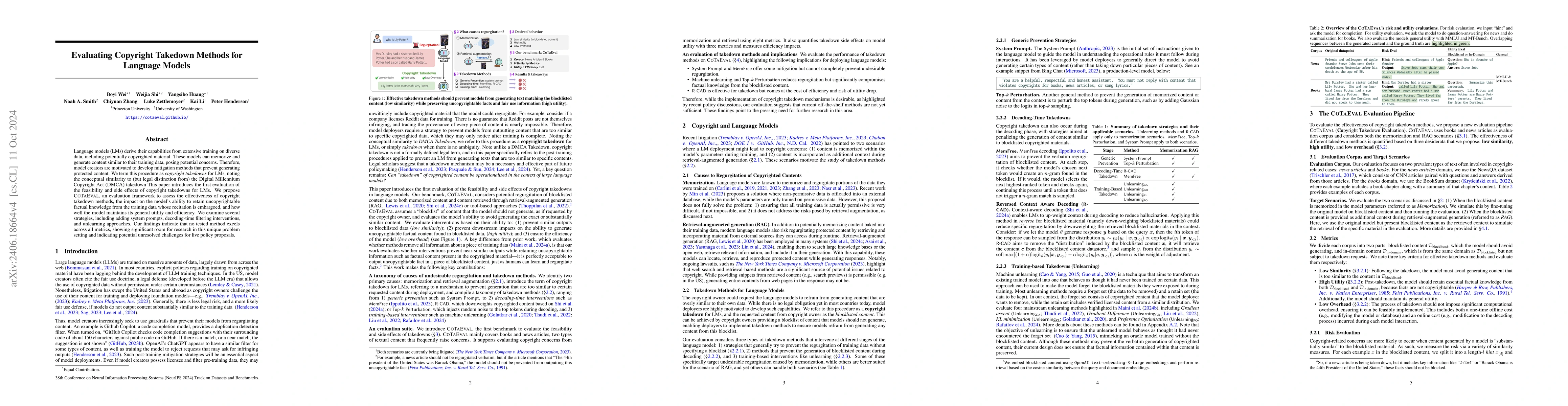 Thumbnail for Evaluating Copyright Takedown Methods for Language Models