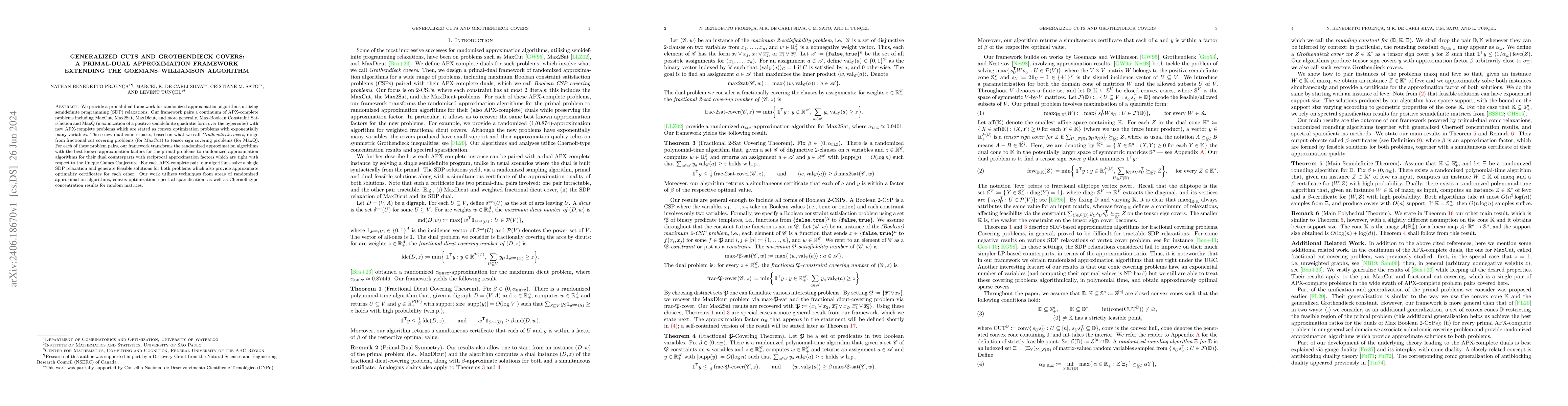 Thumbnail for Generalized Cuts and Grothendieck Covers: a Primal-Dual Approximation
  Framework Extending the Goemans--Williamson Algorithm