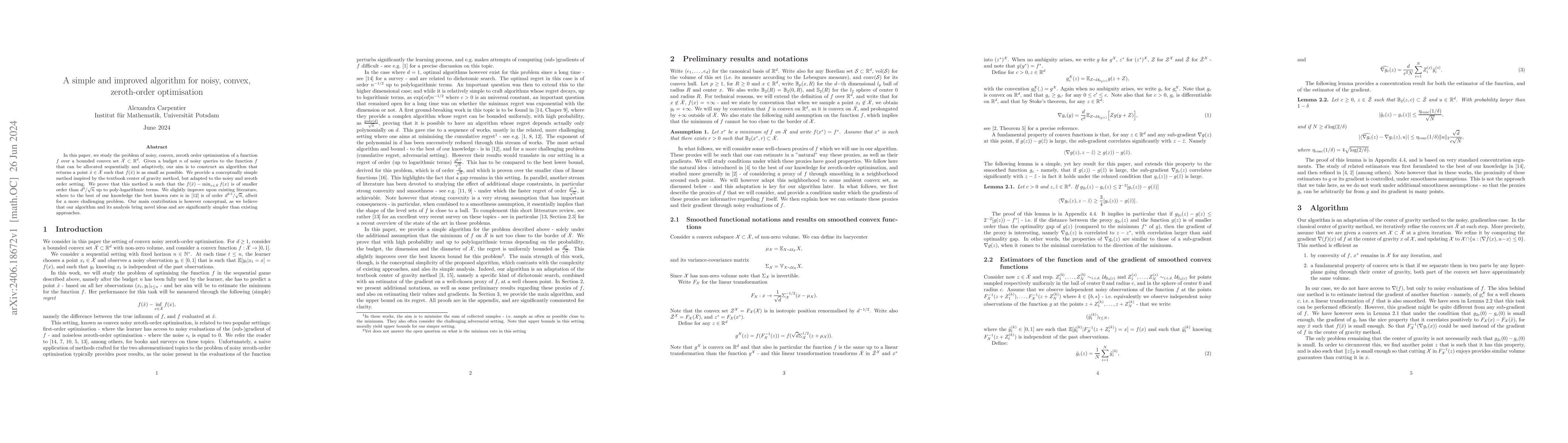 Thumbnail for A simple and improved algorithm for noisy, convex, zeroth-order
  optimisation