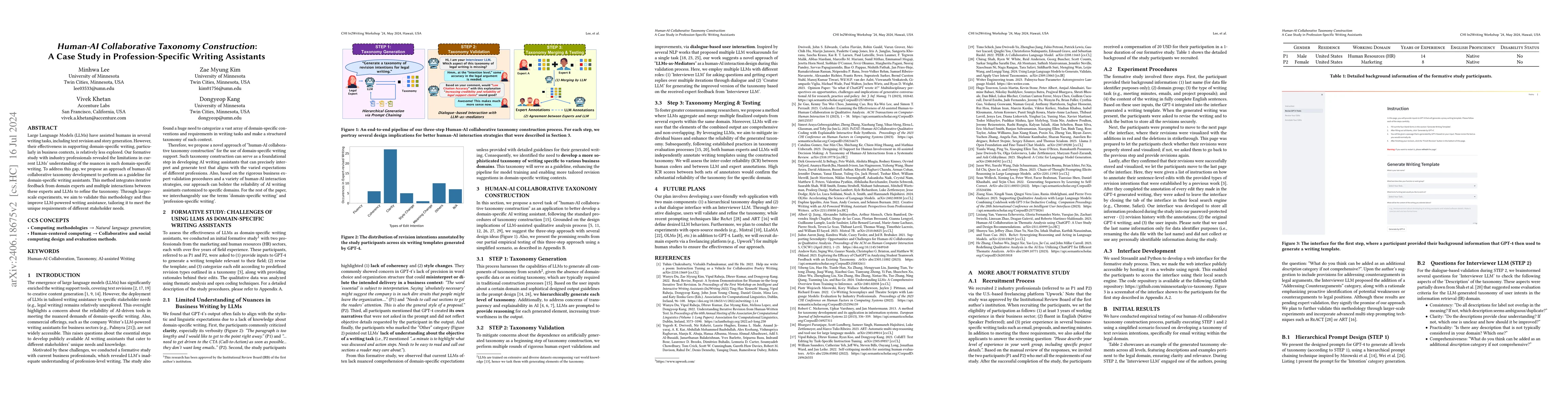 Thumbnail for Human-AI Collaborative Taxonomy Construction: A Case Study in
  Profession-Specific Writing Assistants