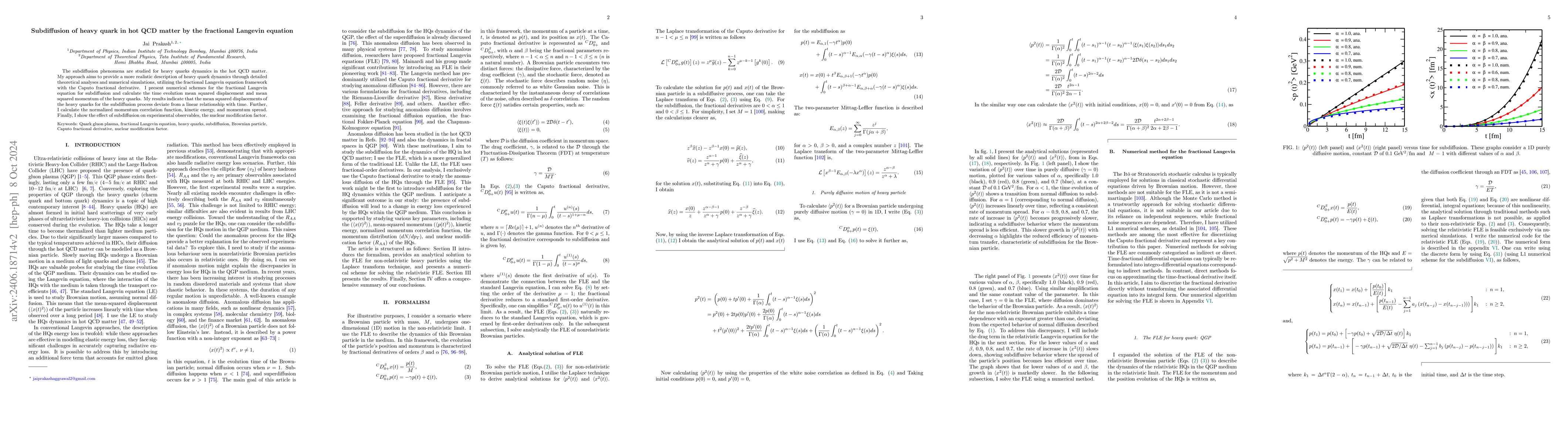 Thumbnail for Subdiffusion of heavy quark in hot QCD matter by the fractional Langevin
  equation