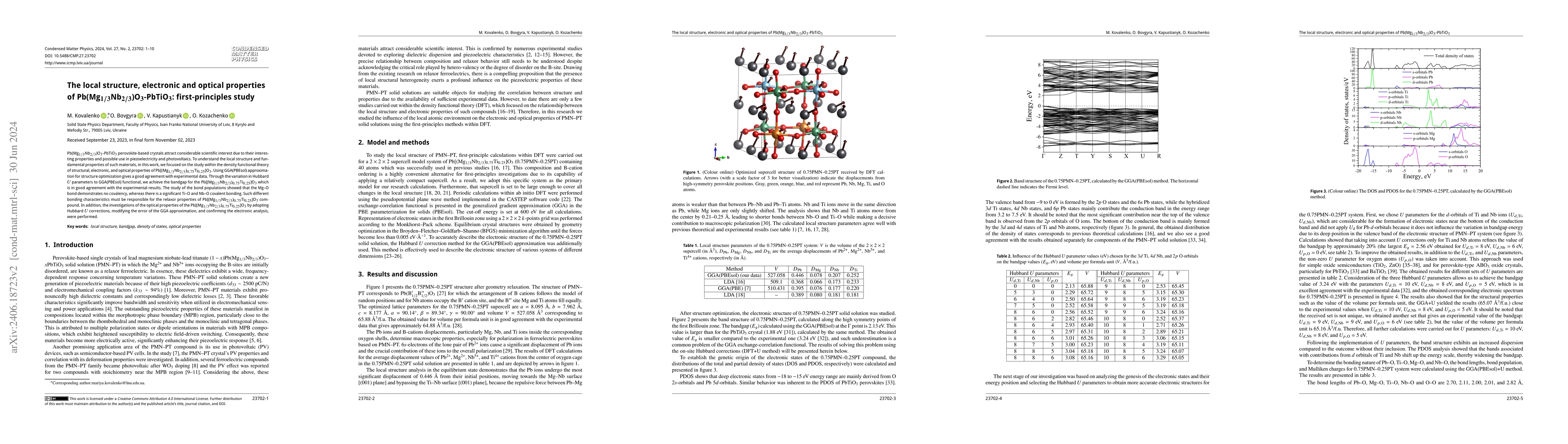 Thumbnail for The local structure, electronic and optical properties of
  Pb(Mg$_{1/3}$Nb$_{2/3}$)O$_3$-PbTiO$_3$: first-principles study