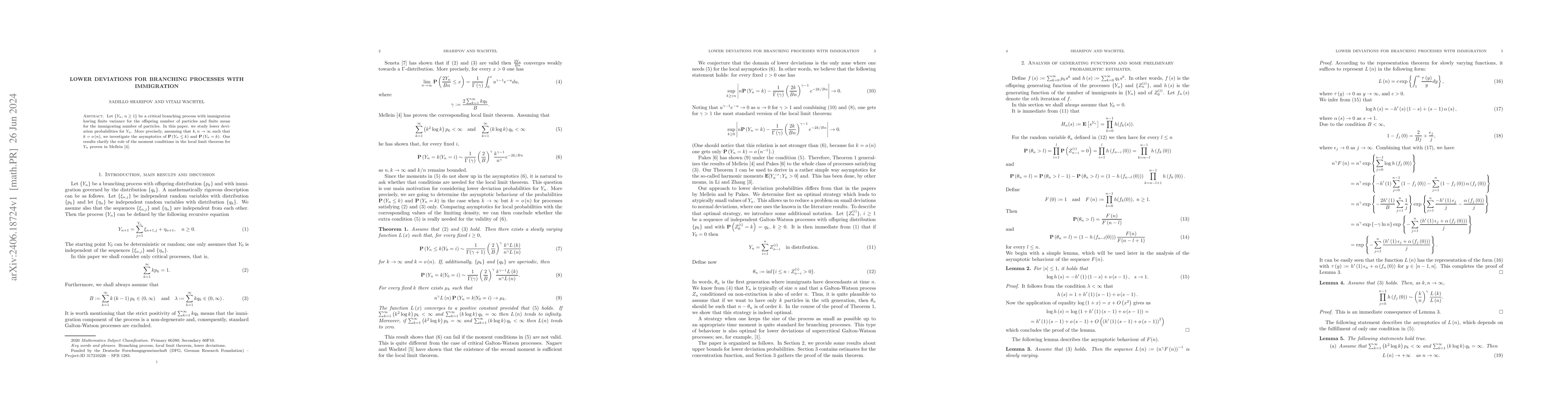 Thumbnail for Lower deviations for branching processes with immigration