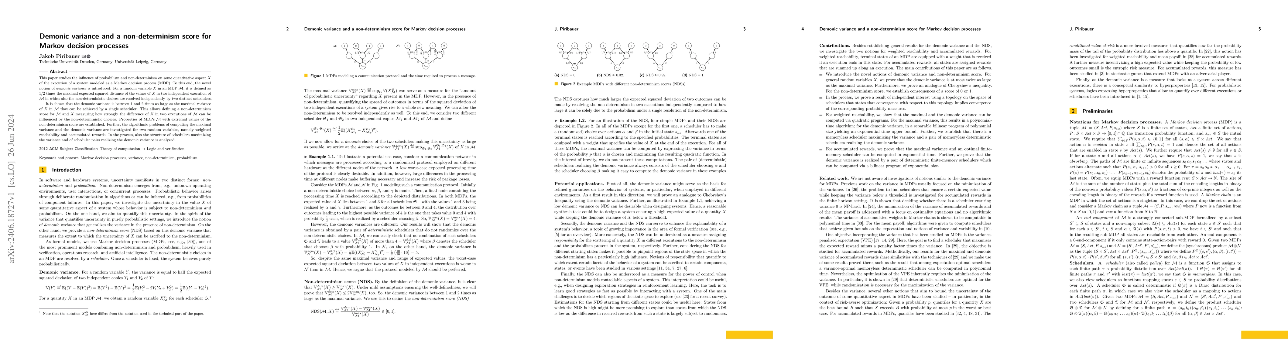 Thumbnail for Demonic variance and a non-determinism score for Markov decision
  processes