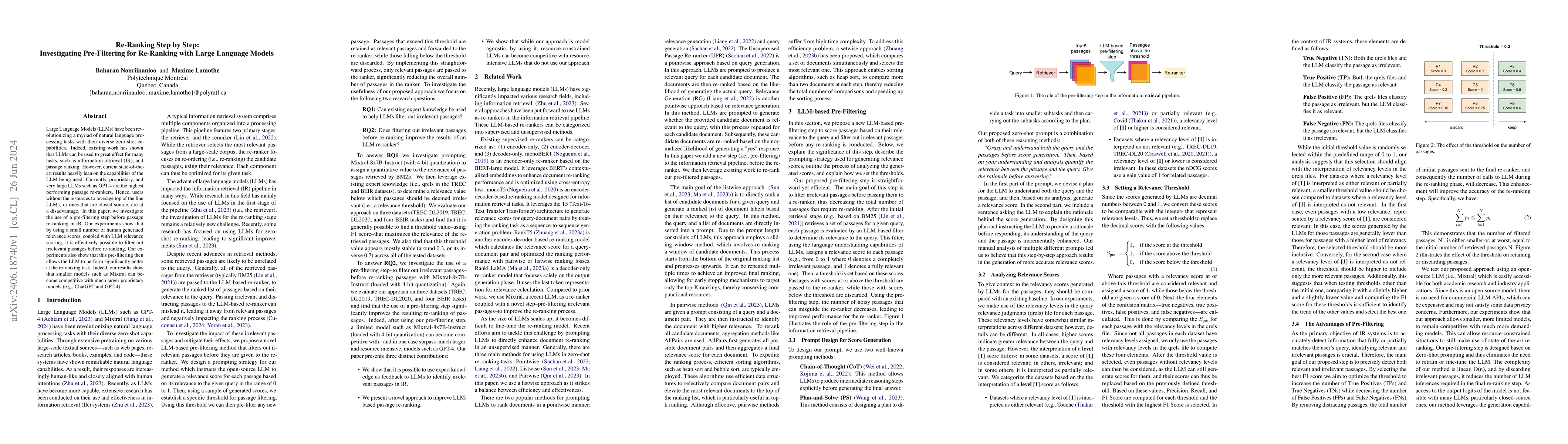 Thumbnail for Re-Ranking Step by Step: Investigating Pre-Filtering for Re-Ranking with
  Large Language Models