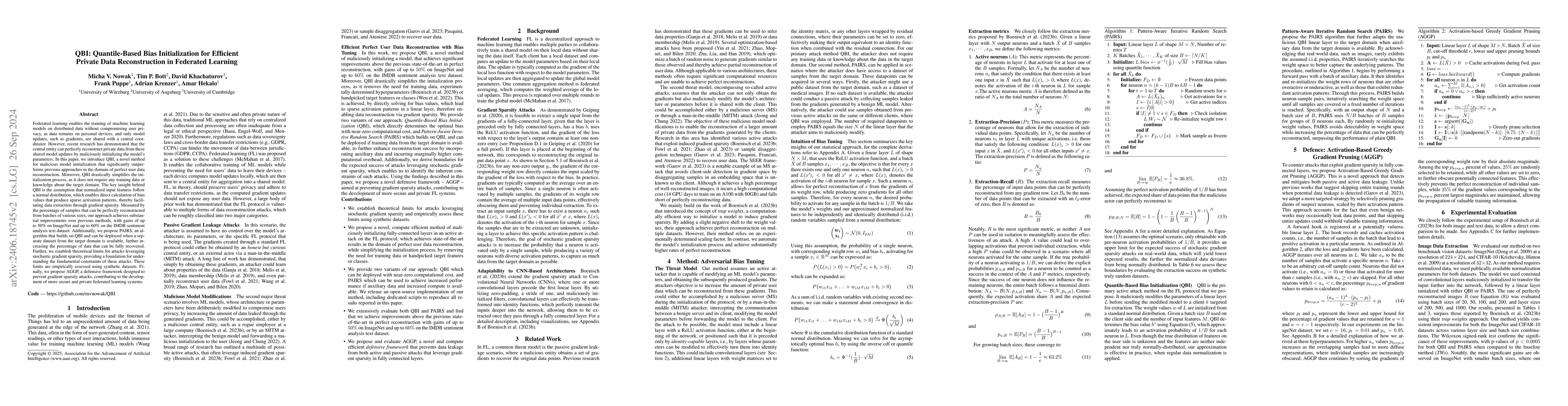 Thumbnail for QBI: Quantile-based Bias Initialization for Efficient Private Data
  Reconstruction in Federated Learning