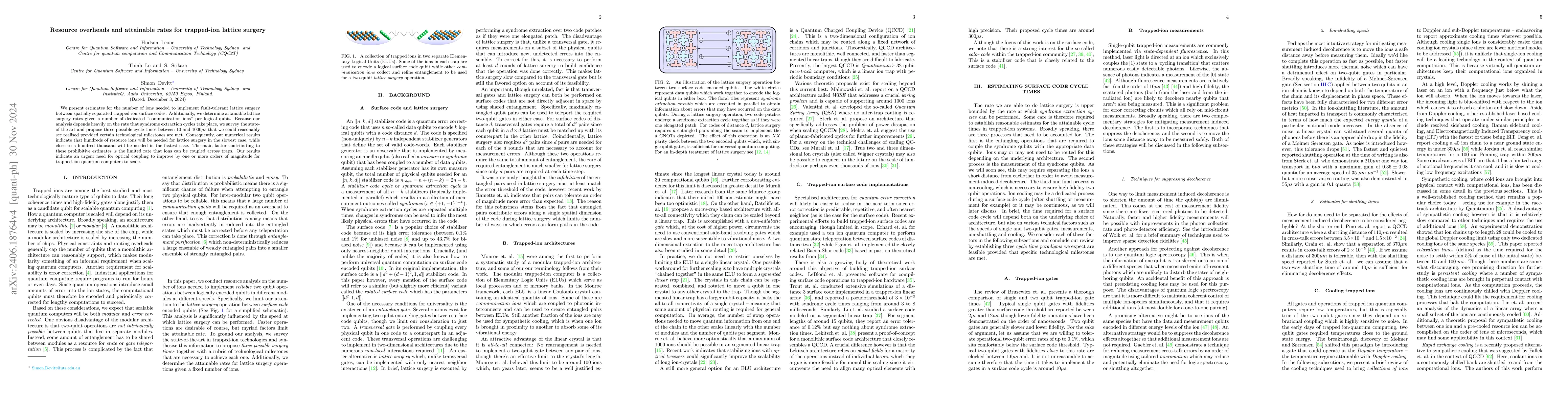 Thumbnail for Resource overheads and attainable rates for trapped-ion lattice surgery
