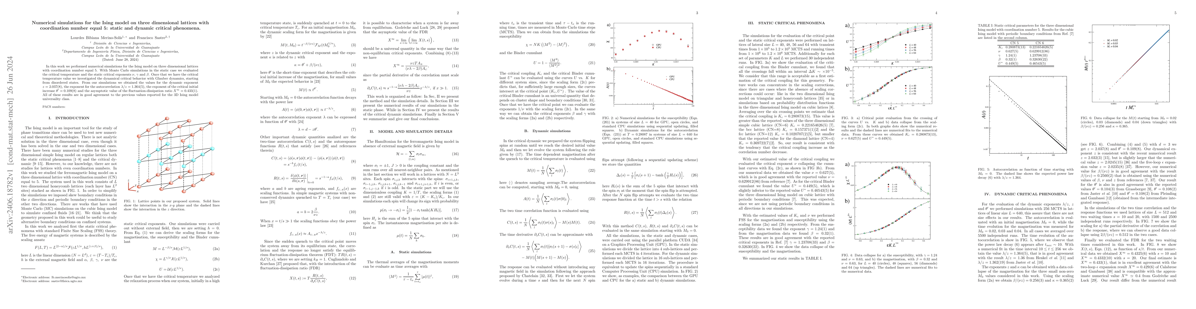 Thumbnail for Numerical simulations for the Ising model on three dimensional lattices
  with coordination number equal 5: static and dynamic critical phenomena