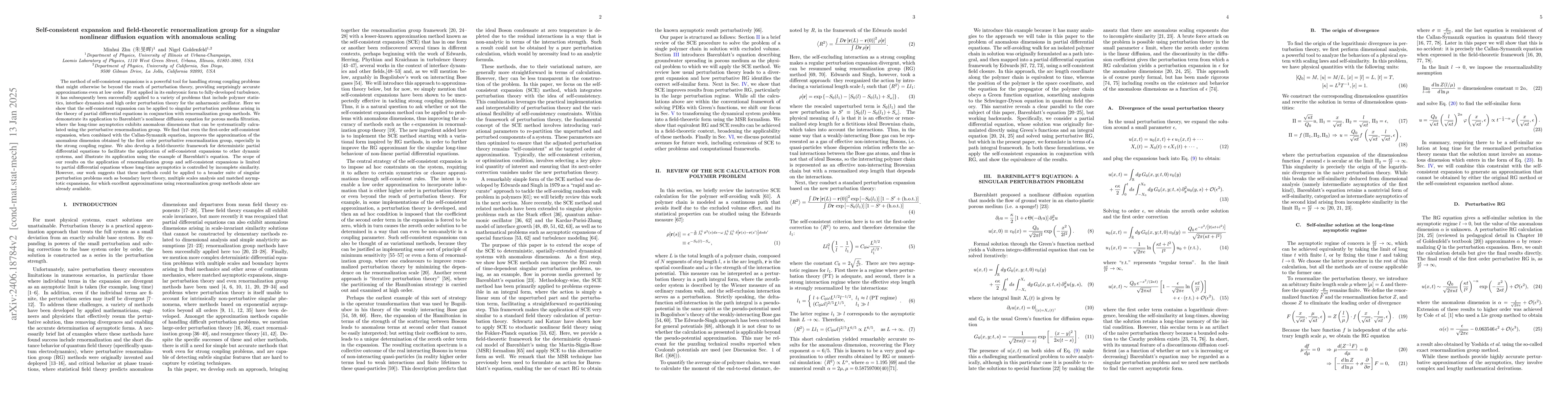 Thumbnail for Self-consistent expansion and field-theoretic renormalization group for
  a singular nonlinear diffusion equation with anomalous scaling