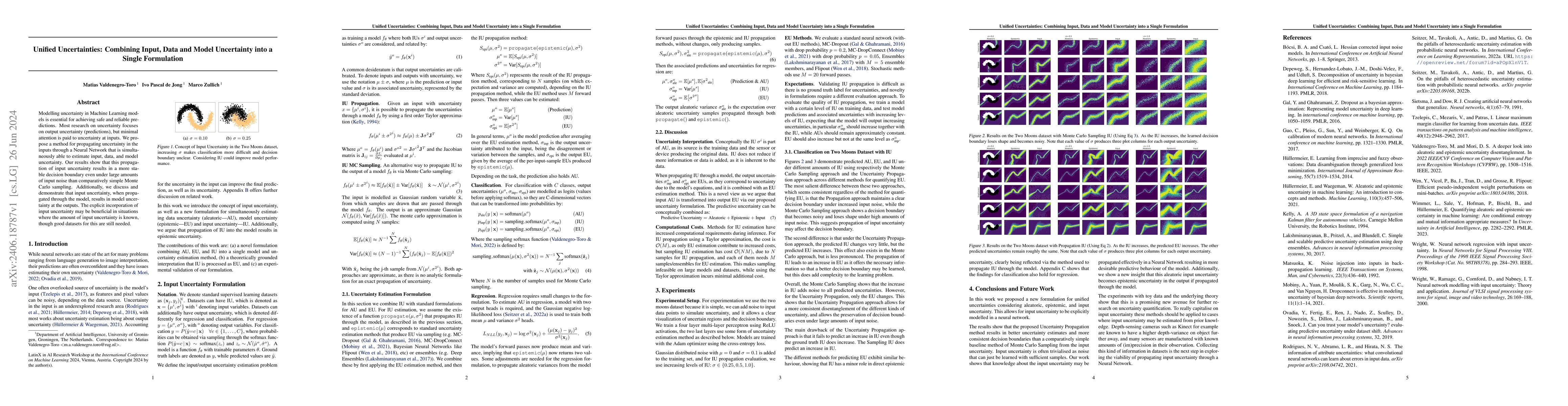Thumbnail for Unified Uncertainties: Combining Input, Data and Model Uncertainty into
  a Single Formulation