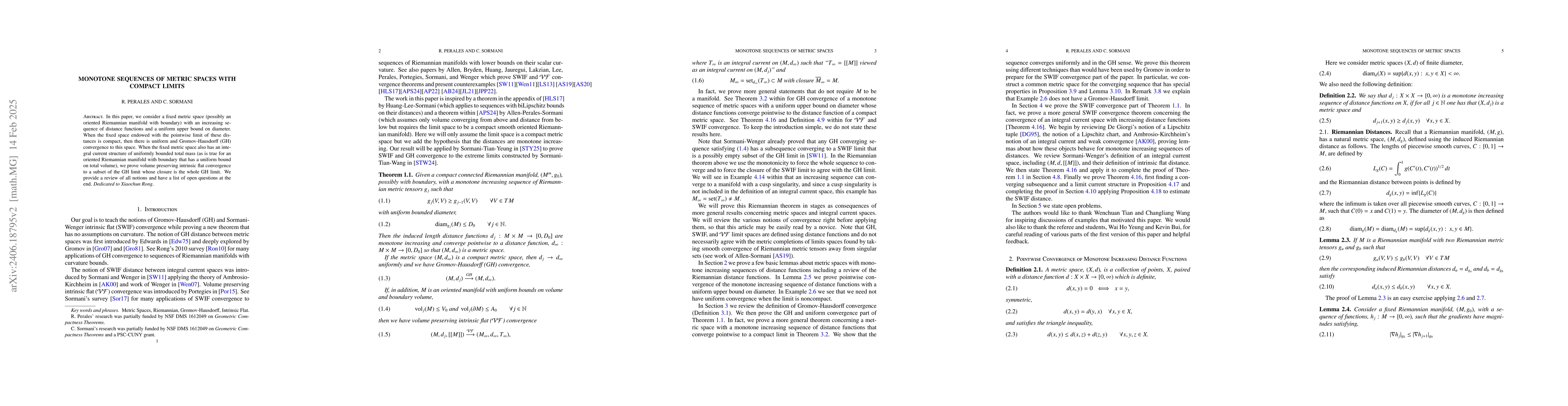 Thumbnail for Monotone Sequences of Metric Spaces with Compact Limits