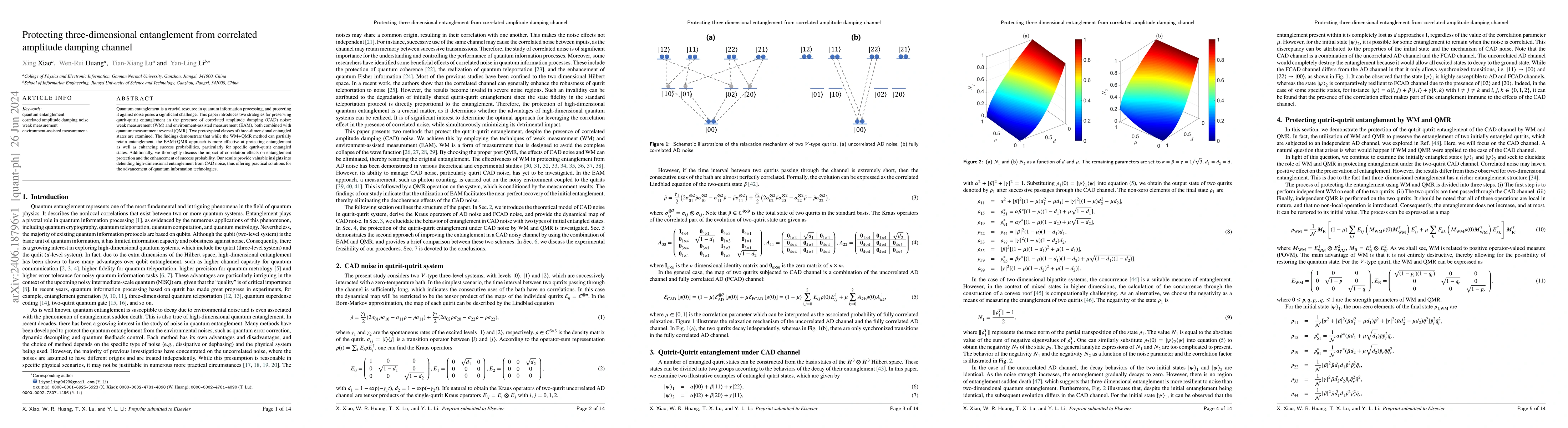 Thumbnail for Protecting three-dimensional entanglement from correlated amplitude
  damping channel