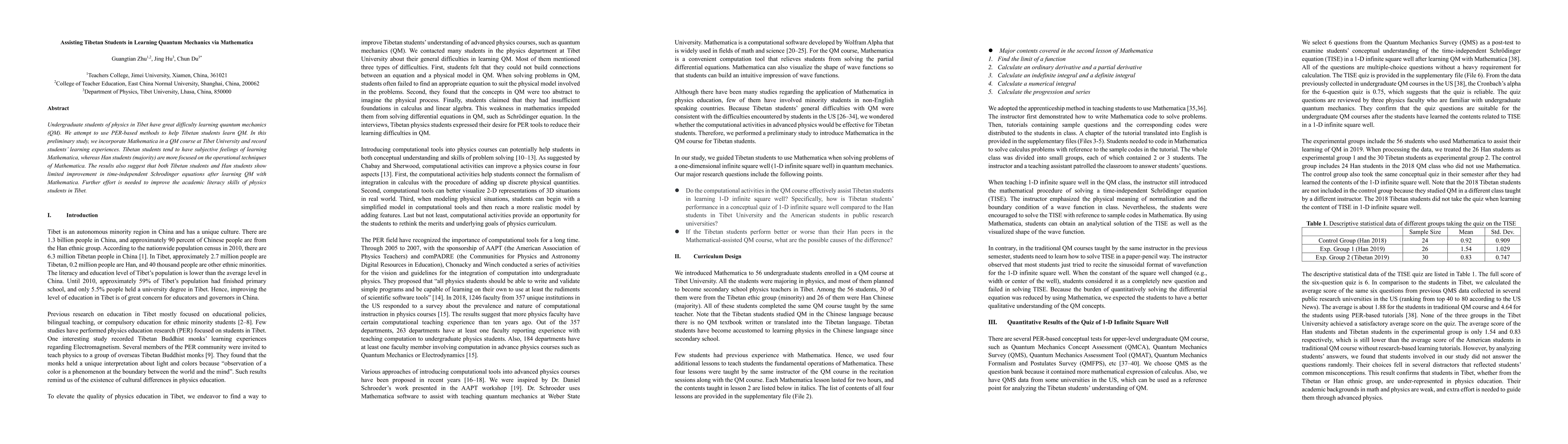 Thumbnail for Assisting Tibetan Students in Learning Quantum Mechanics via Mathematica