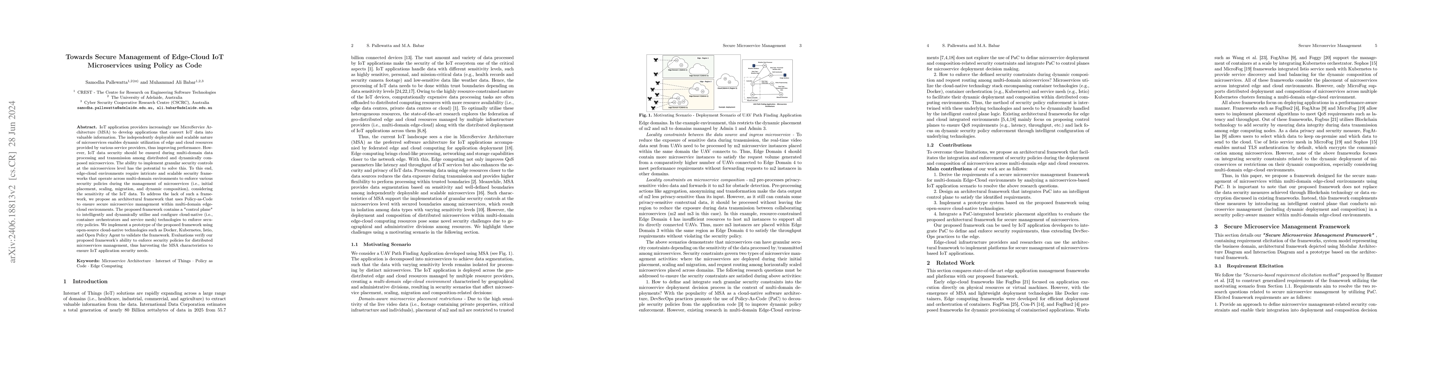 Thumbnail for Towards Secure Management of Edge-Cloud IoT Microservices using Policy
  as Code