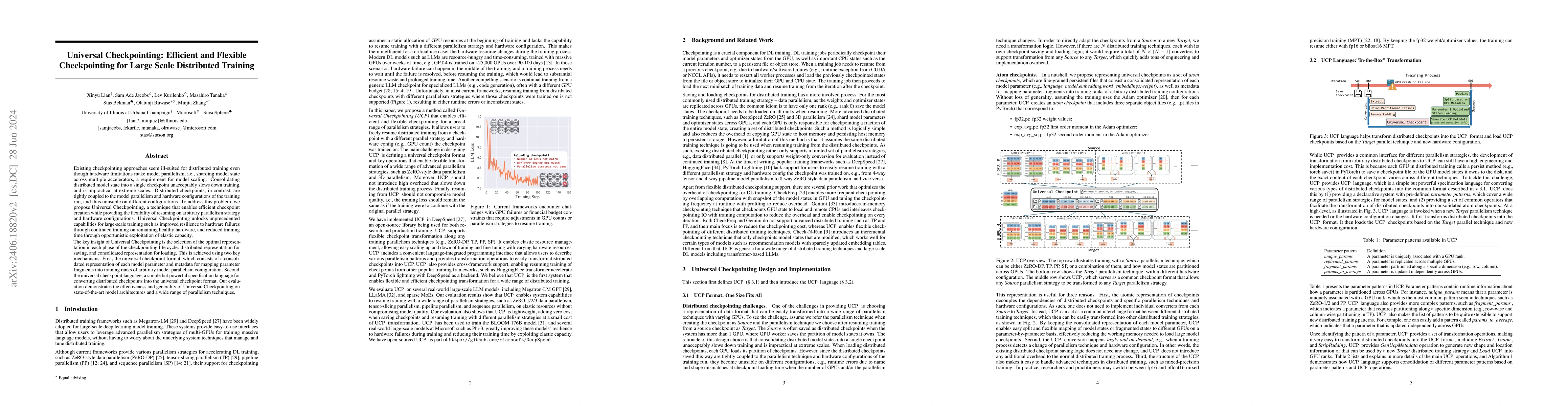 Thumbnail for Universal Checkpointing: Efficient and Flexible Checkpointing for Large
  Scale Distributed Training