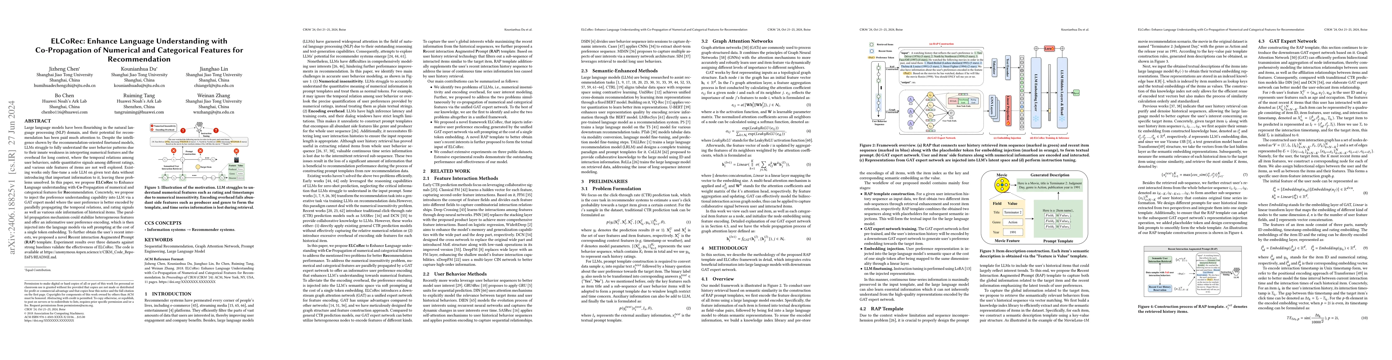 Thumbnail for ELCoRec: Enhance Language Understanding with Co-Propagation of Numerical
  and Categorical Features for Recommendation