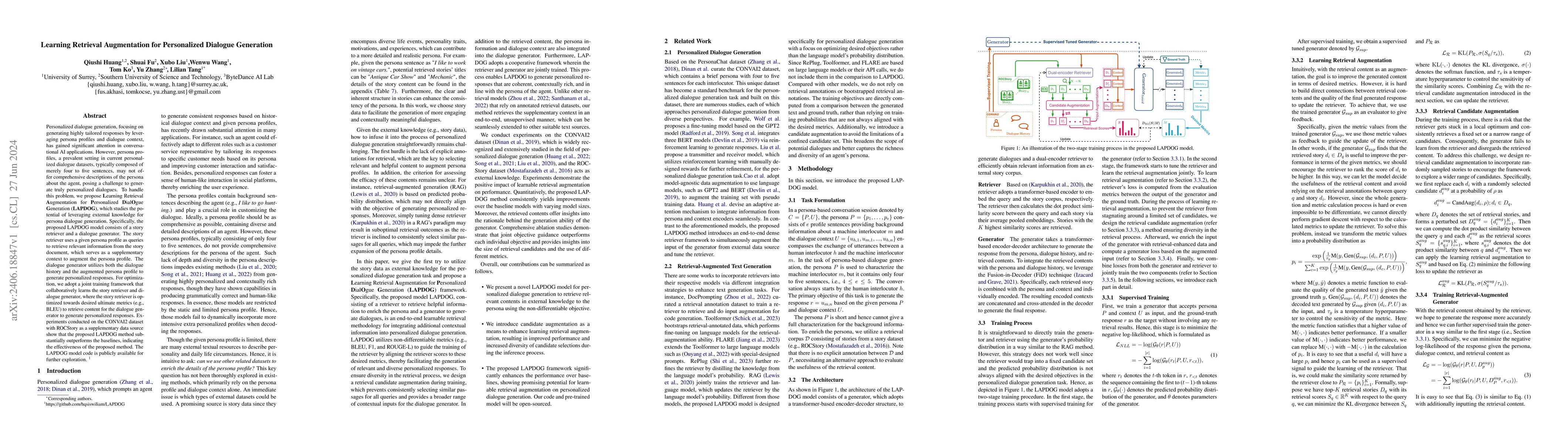 Thumbnail for Learning Retrieval Augmentation for Personalized Dialogue Generation
