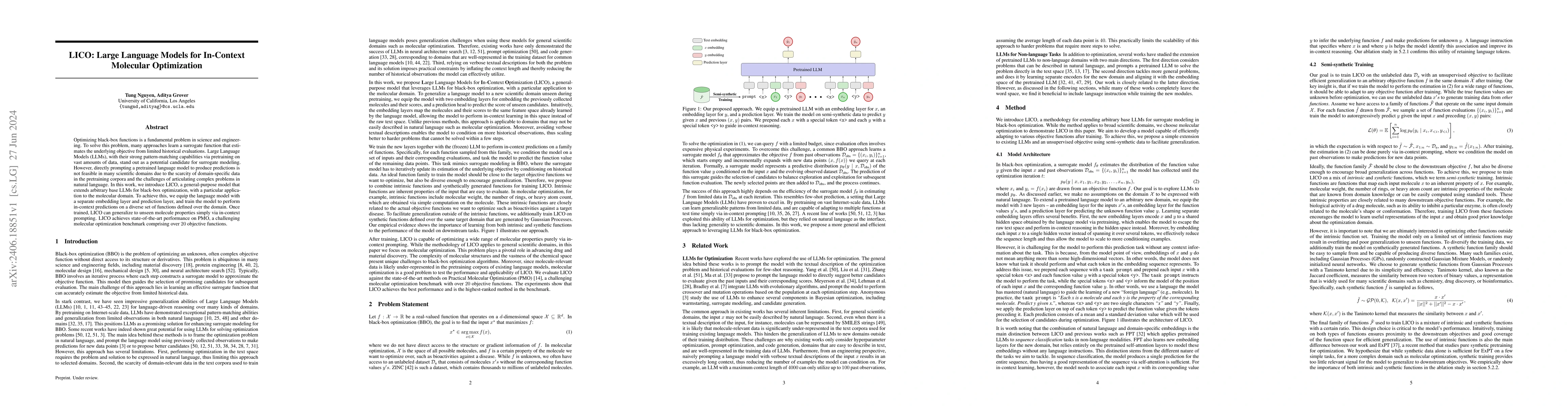 Thumbnail for LICO: Large Language Models for In-Context Molecular Optimization
