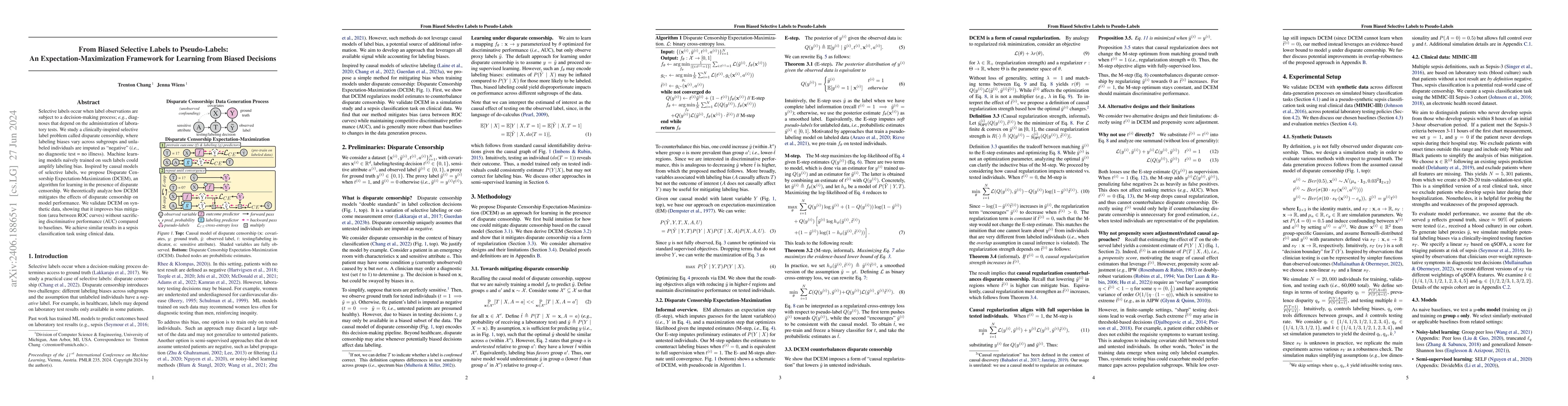 Thumbnail for From Biased Selective Labels to Pseudo-Labels: An
  Expectation-Maximization Framework for Learning from Biased Decisions
