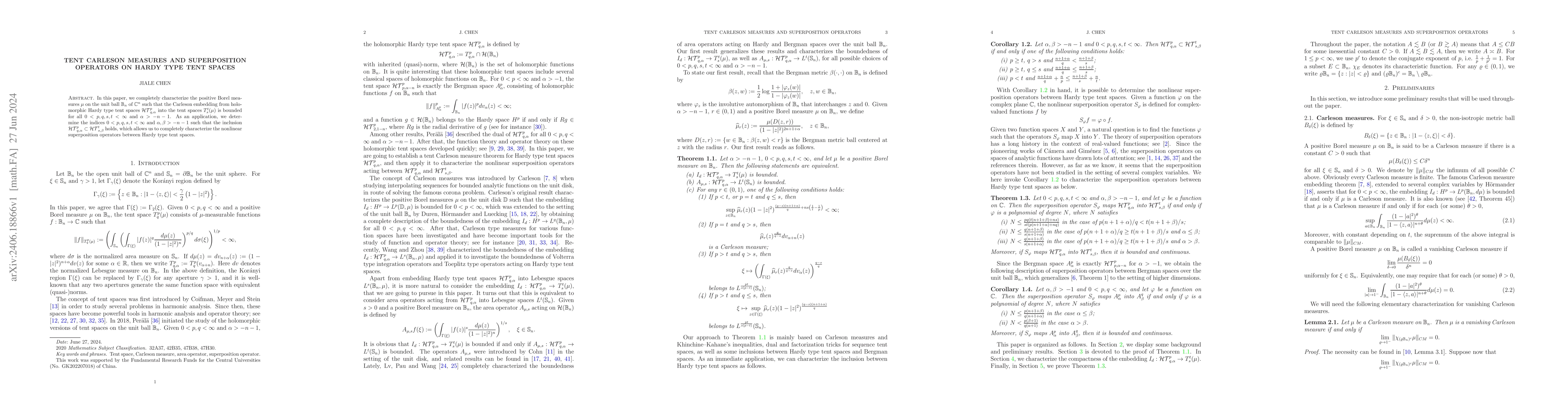Thumbnail for Tent Carleson measures and superposition operators on Hardy type tent
  spaces