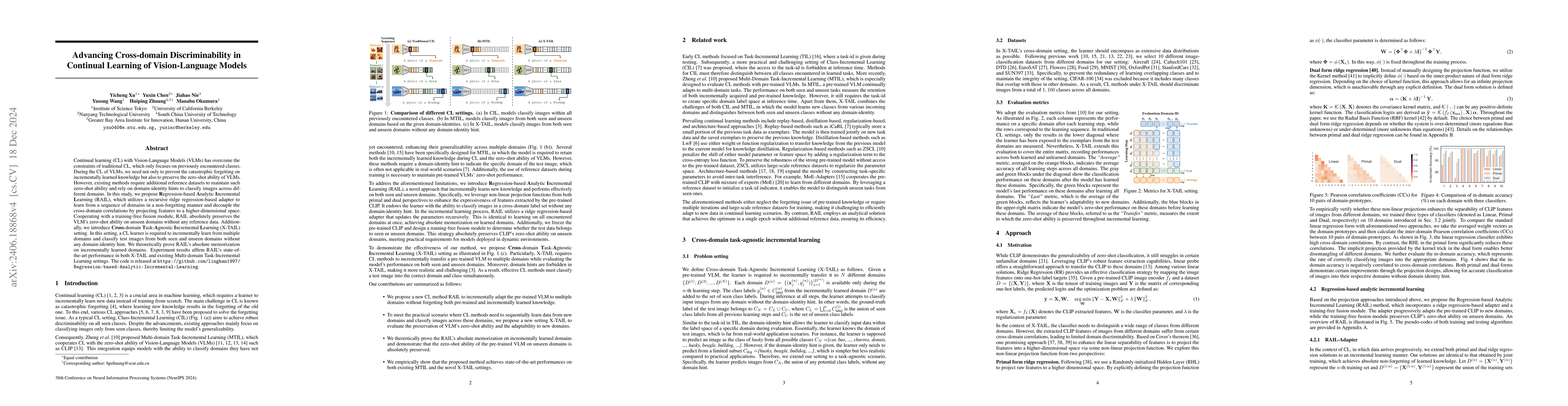 Thumbnail for Advancing Cross-domain Discriminability in Continual Learning of
  Vison-Language Models