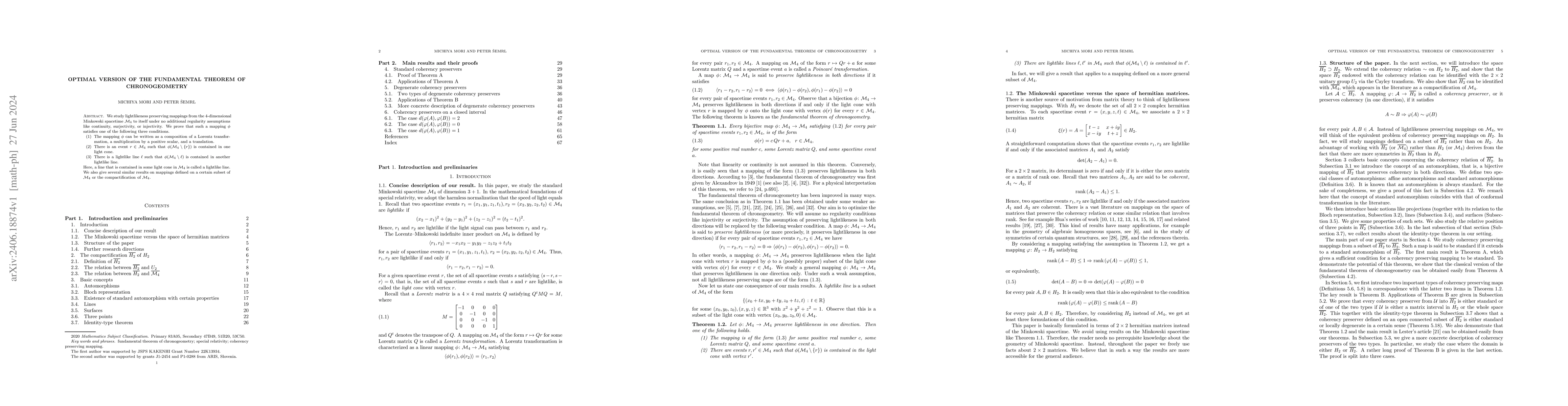 Thumbnail for Optimal version of the fundamental theorem of chronogeometry
