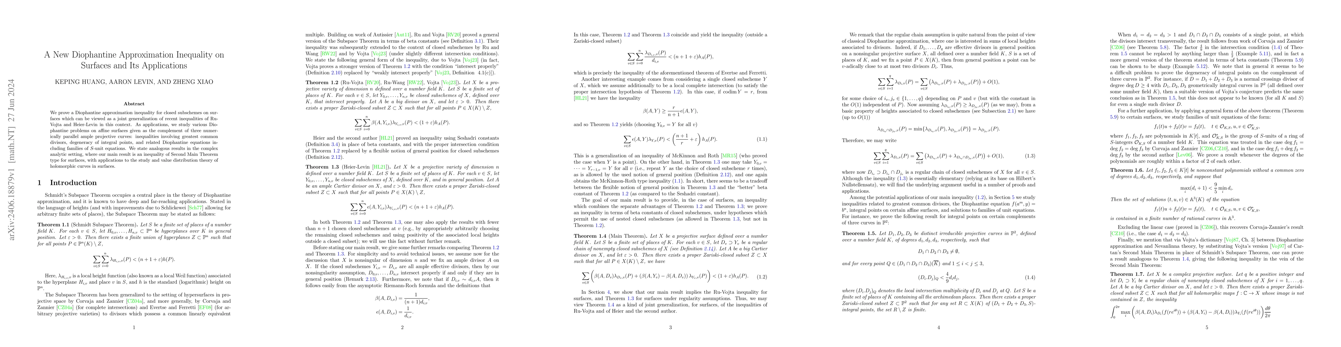 Thumbnail for A New Diophantine Approximation Inequality on Surfaces and Its
  Applications