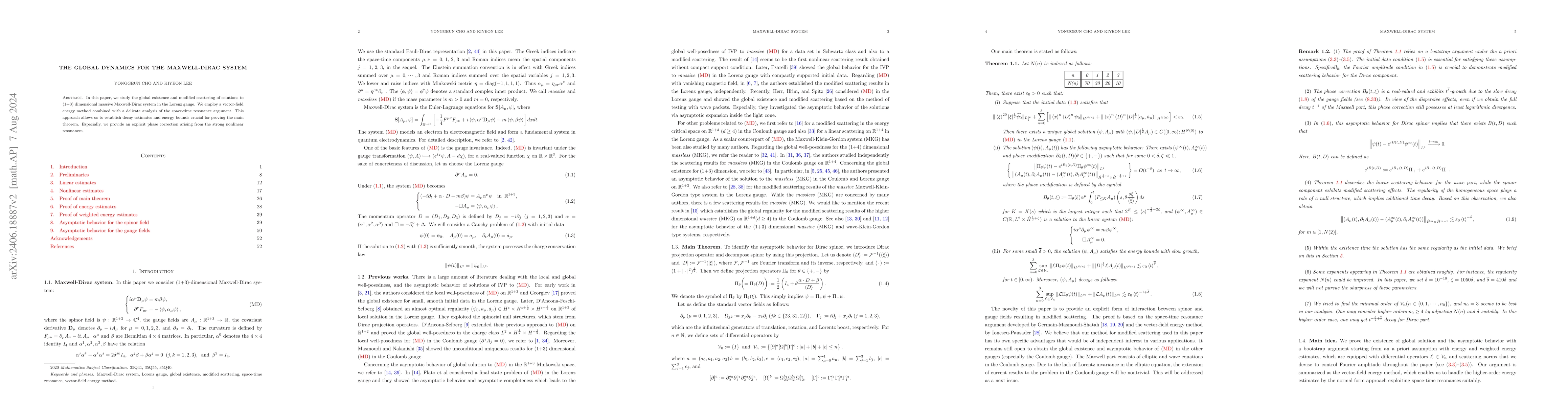 Thumbnail for The global dynamics for the Maxwell-Dirac system