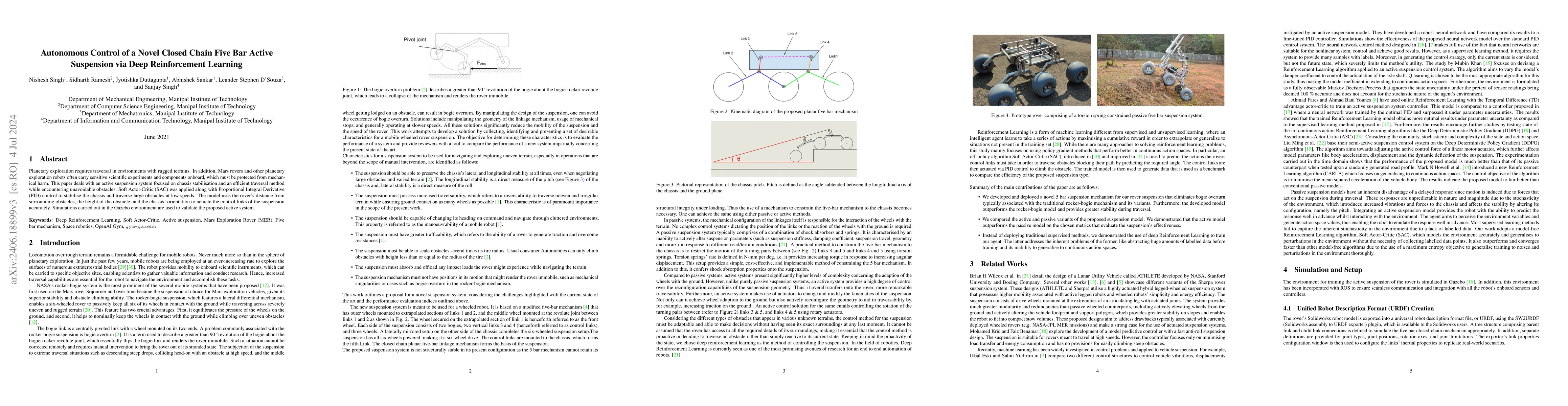 Thumbnail for Autonomous Control of a Novel Closed Chain Five Bar Active Suspension
  via Deep Reinforcement Learning